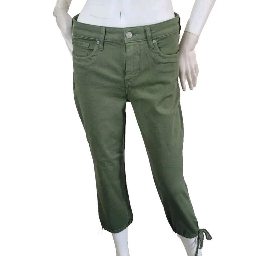 Nydj Women’s Size 6 Capris With Drawcord Hem Pants Olivine Green (36)